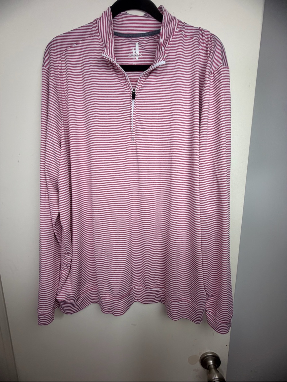 Johnnie-O Turn Striped PREP-FORMANCE QuarterZip Shirt Jacket in Señorita XL